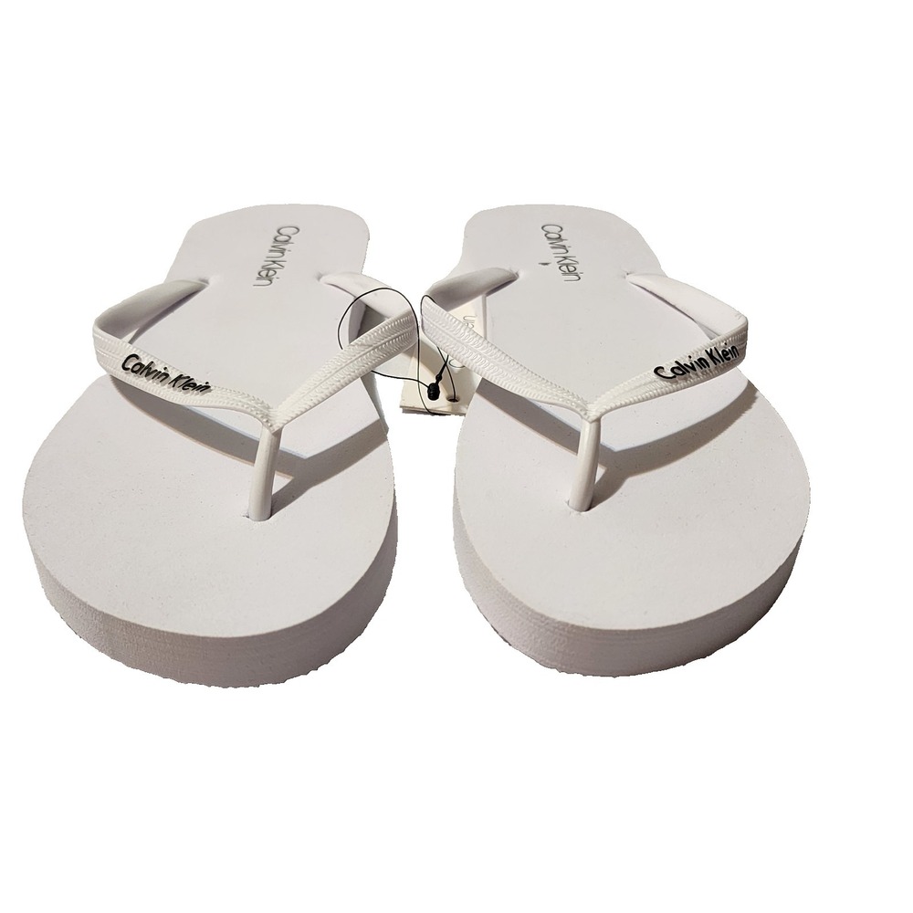 Calvin Klein Womens Flip Flop Dawni Sandal White Size 9 M